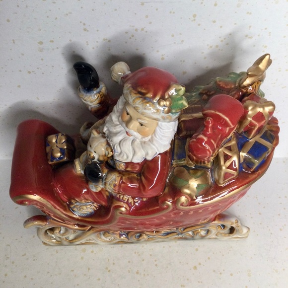 Burton & Burton Porcelain Santa, Sleigh Christmas Figurine for Holiday Home Deco - Picture 5 of 9